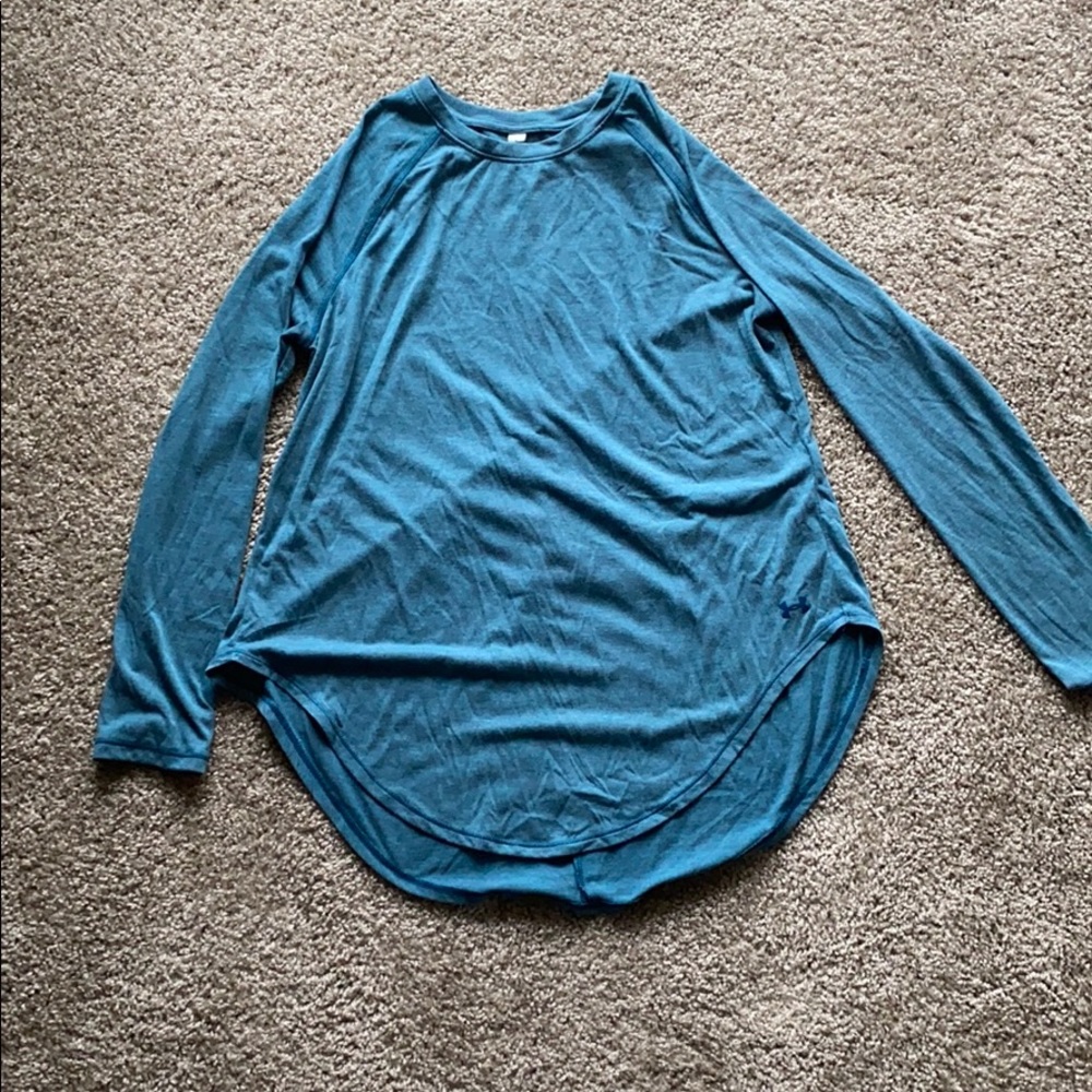 teal Under Armour open-back long sleeve shirt